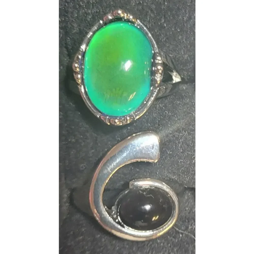 Womens Rings 4 Pc Lot Size 7.75 7 3/4 Mood Heart Abstract Rhinestones